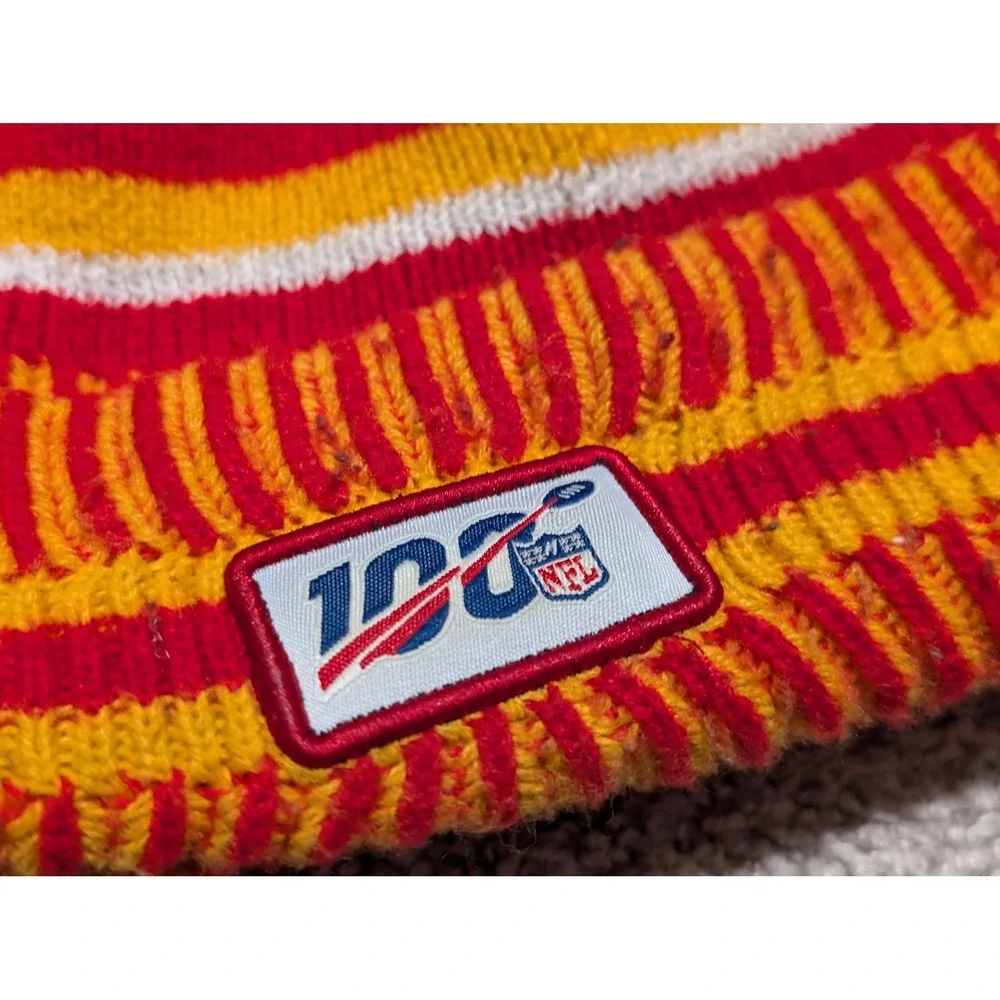 New Era Kansas City‎ Chiefs NFL 100 Anniversary Striped Fleece Lined Beanie Hat